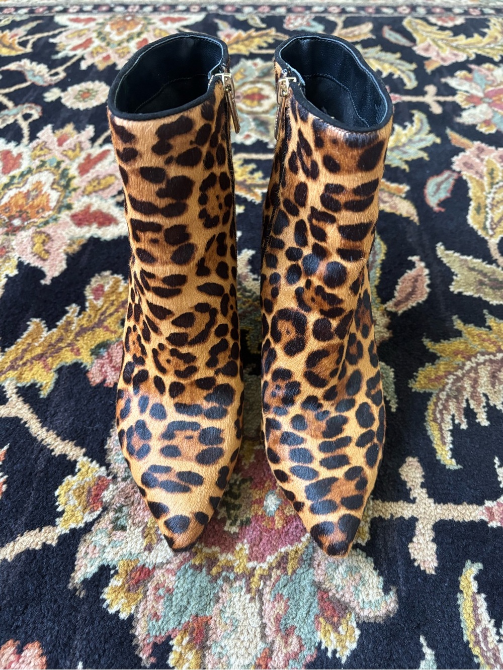 Vince Camuto Leopard Print Pointed Toe Booties - Brown & Black